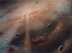Hujan Meteor di masa awal Tata Surya. Ilustrasi artis. Kredit gambar : NASA