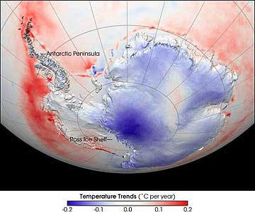 Tren temperatur di antartika. Sumber : NASA