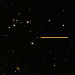 Bintang SDSS J142625.71+575218.3, bintang katai putih karbon berpulsasi pertama yang ditemukan oleh Michael Montgomery, Kurtis Williams, dan Steven DeGenaro. Kredit Gambar :Sloan Digital Sky Survey (SDSS) Collaboration (http://sdss.org) 