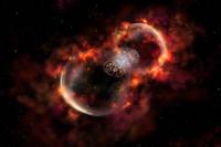 Gambar artis untuk gelombang ledak yang bergerak cepat dari Eta Carinae dalam ledakan 1843. Kredit : Gemini Observatory artwork by Lynette Cook