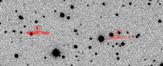 Citra area penemuan PHA 2009 BD81 (kiri). PHA 2008 EV5 di sebelah kanannya. Kredit : Robert Holmes