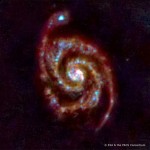 Citra tiga warna M31 yang diambil Herschel, yang merupakan representasi warna RGB pada masing-masing panjang gelombang 160-mikron, 100-mikron dan 70-mikron pada Herschel’s Photoconductor Array Camera and Spectrometer, PACS . Kredit : ESA and the PACS Consortium