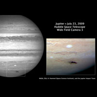 hs-jupe CItra Jupiter yang diambil saat tabrakan misterius bulan Juli 2009. Kredit : Hubble