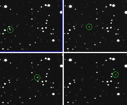 Sekuens citra penemuan asteroid 2012 KT42 (dalam lingkaran) lewat Observatorium Mt. Lemmon, Arizona (AS). Sumber : Catalina Sky Survey, 2012.